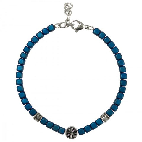 Nautical charm stainless steel blue bracelet